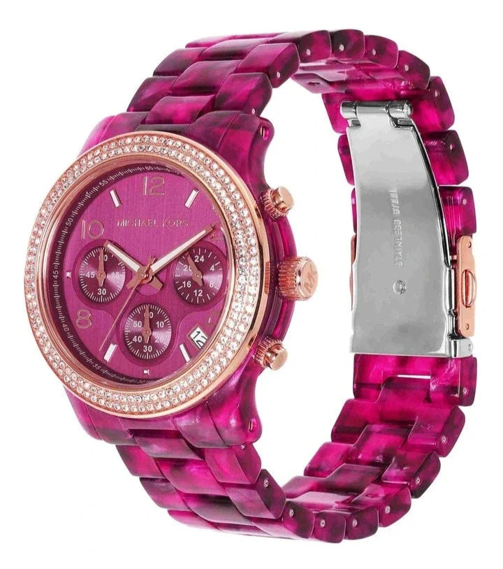 Michael Kors Runway Chronograph Red Dial Red Steel Strap Watch for Women - MK7425 Buy Now By Michael Kors