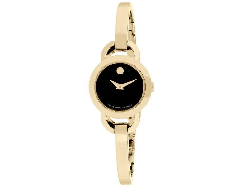 Movado Rondiro 22mm Black Dial Yellow Gold Steel Strap Watch For Women - 0606888 Buy Now By Movado