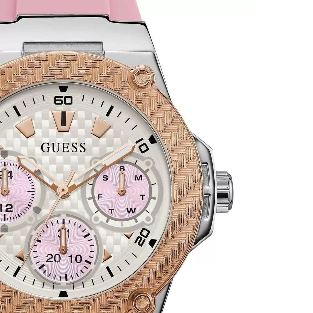 Guess Zena Quartz White Dial Pink Rubber Strap Watch For Women - W1094L4 Buy Now By Guess
