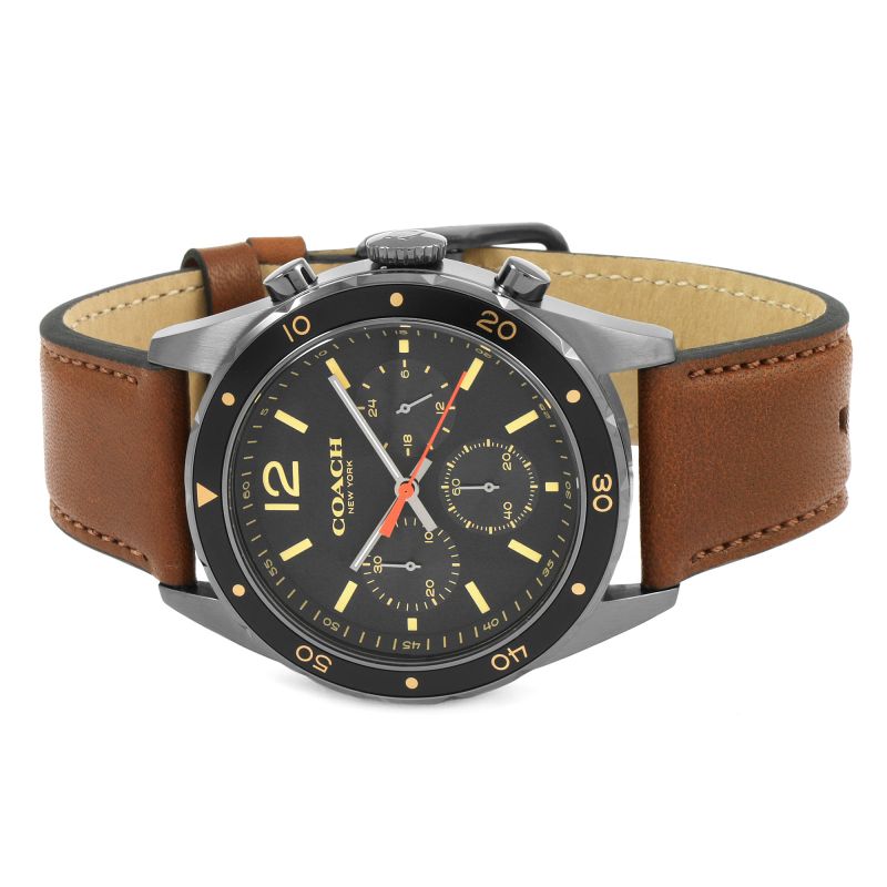Coach Sullivan Chronograph Black Dial Brown Leather Strap Watch for Men - 14602070 Buy Now By Coach