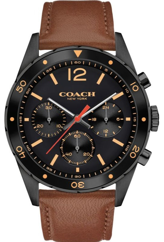 Coach Sullivan Chronograph Black Dial Brown Leather Strap Watch for Men - 14602070 Buy Now By Coach