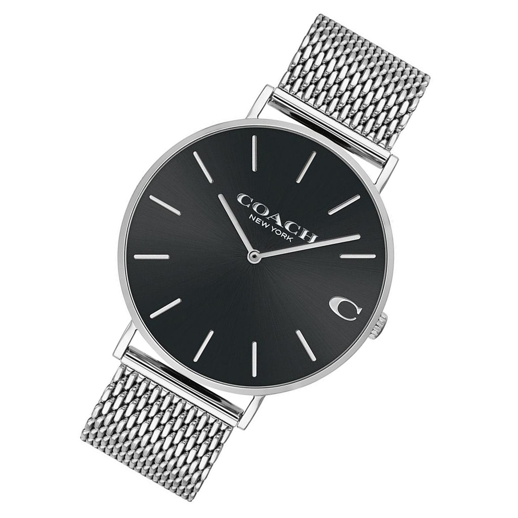 Coach Charles Black Dial Silver Mesh Bracelet Watch for Men - 14602144 Buy Now By Coach