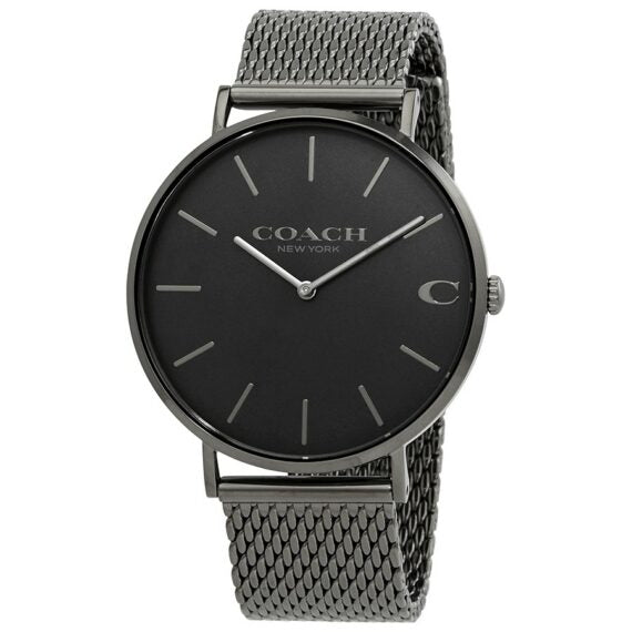 Coach Charles Black Dial Black Mesh Bracelet Watch for Men - 14602148 Buy Now By Coach