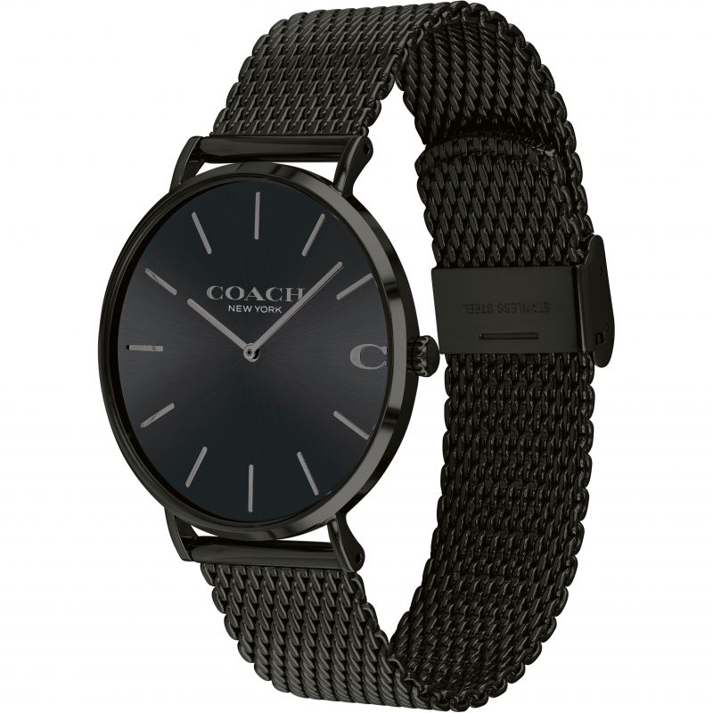 Coach Charles Black Dial Black Mesh Bracelet Watch for Men - 14602148 Buy Now By Coach