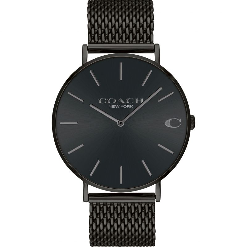 Coach Charles Black Dial Black Mesh Bracelet Watch for Men - 14602148 Buy Now By Coach