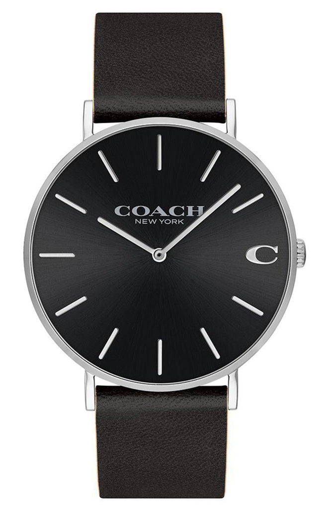 Coach Charles Black Dial Black Leather Strap Watch for Men - 14602149 Buy Now By Coach