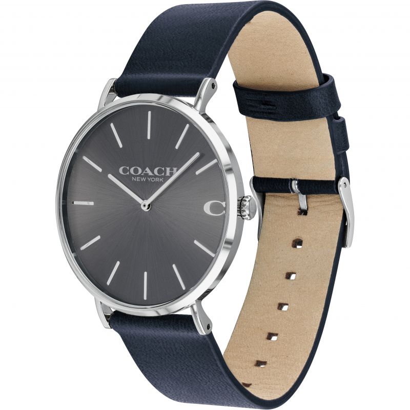 Coach Charles Grey Dial Black Leather Strap Watch for Men - 14602150 Buy Now By Coach