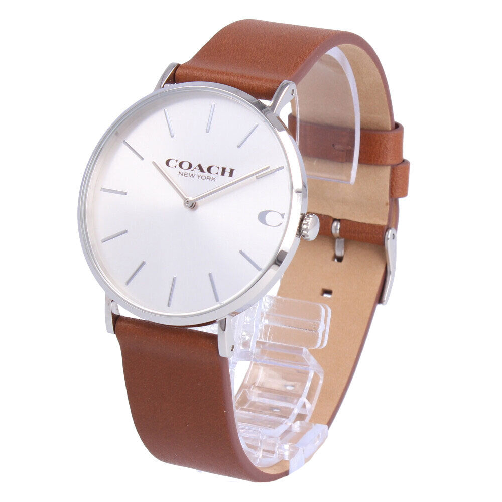 Coach Charles Silver Dial Brown Leather Strap Watch for Men - 14602152 Buy Now By Coach