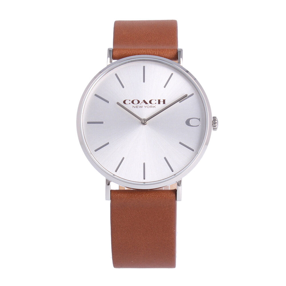 Coach Charles Silver Dial Brown Leather Strap Watch for Men - 14602152 Buy Now By Coach