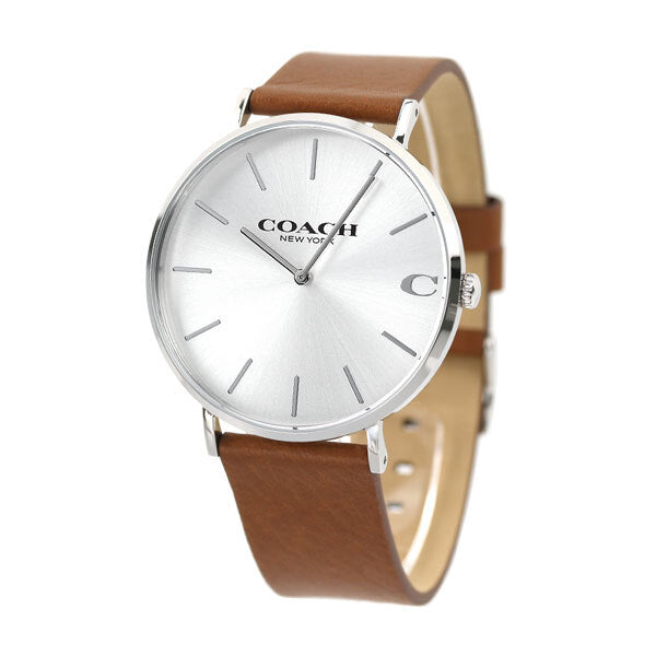 Coach Charles Silver Dial Brown Leather Strap Watch for Men - 14602152 Buy Now By Coach