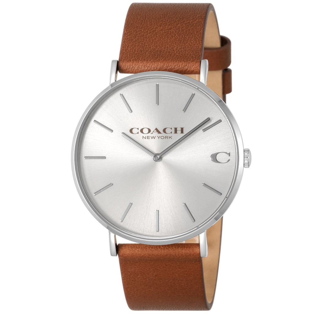 Coach Charles Silver Dial Brown Leather Strap Watch for Men - 14602152 Buy Now By Coach