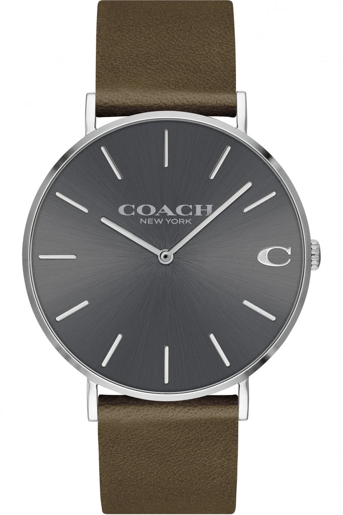 Coach Charles Grey Dial Brown Leather Strap Watch for Men - 14602153 Buy Now By Coach