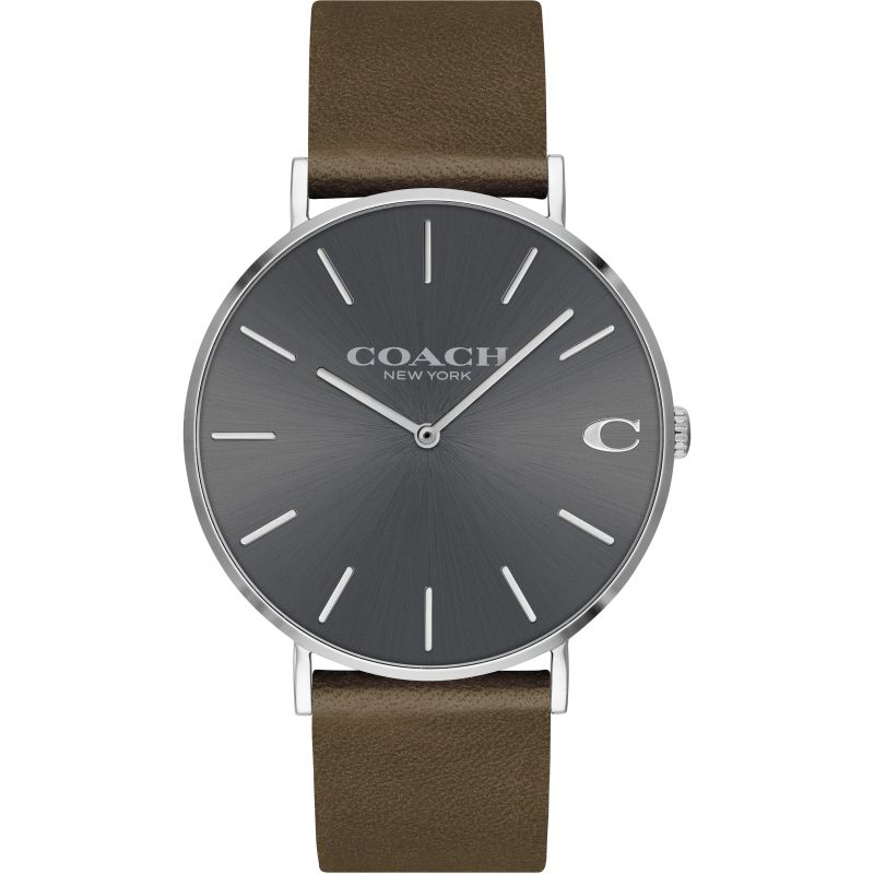 Coach Charles Grey Dial Brown Leather Strap Watch for Men - 14602153 Buy Now By Coach