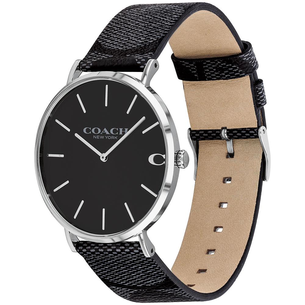 Coach Charles Black Dial Black Leather Strap Watch for Men - 14602157 Buy Now By Coach