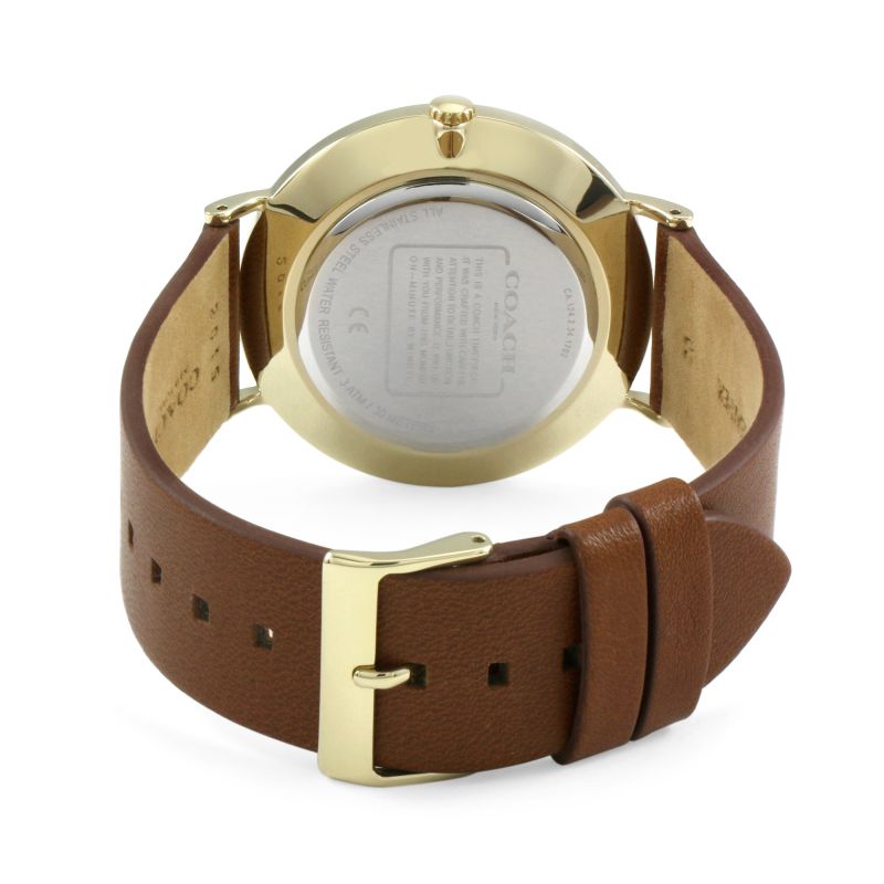 Coach Charles Gold Dial Brown Leather Strap Watch for Women - 14602433 Buy Now By Coach
