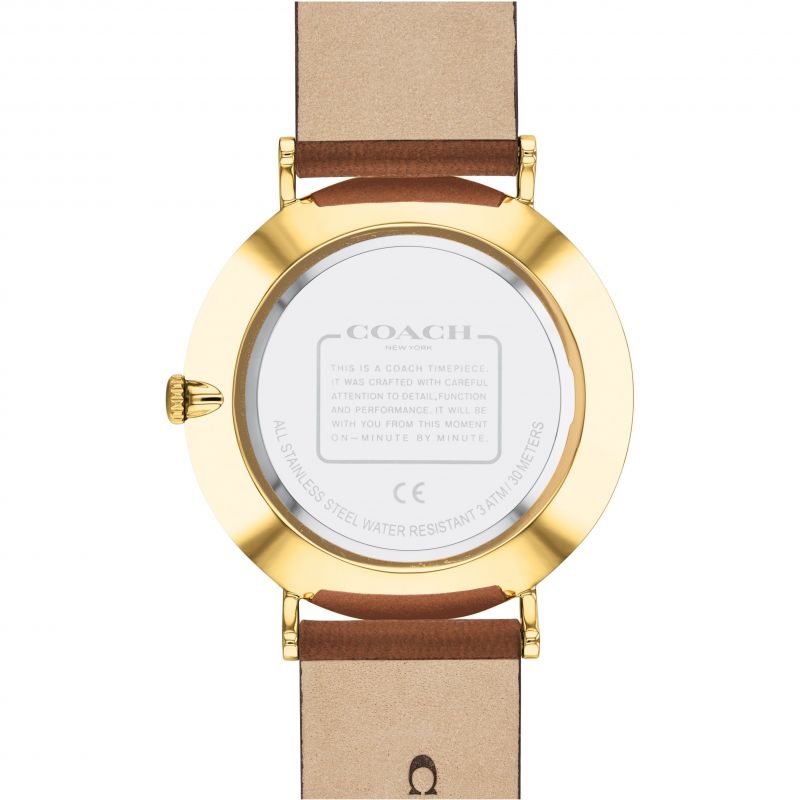 Coach Charles Gold Dial Brown Leather Strap Watch for Women - 14602433 Buy Now By Coach