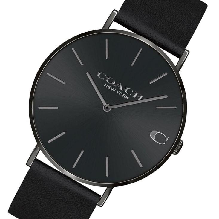 Coach Charles Black Dial Black Leather Strap Watch for Men - 14602434 Buy Now By Coach