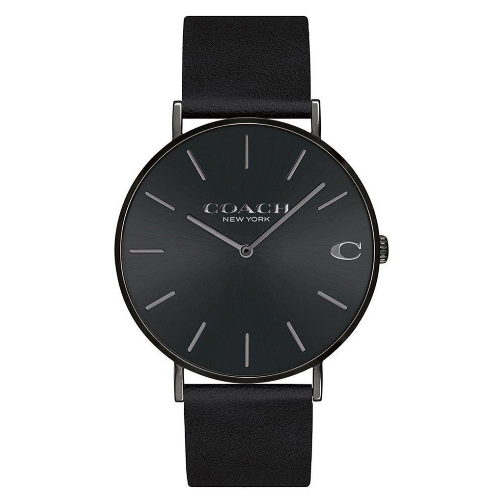Coach Charles Black Dial Black Leather Strap Watch for Men - 14602434 Buy Now By Coach