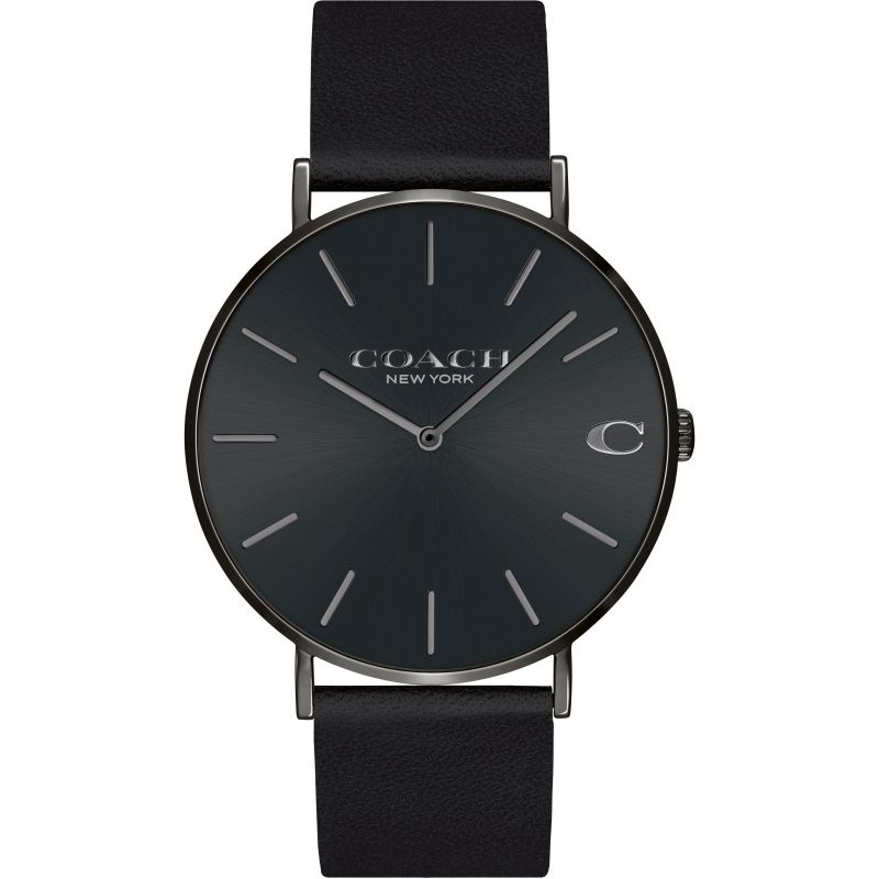 Coach Charles Black Dial Black Leather Strap Watch for Men - 14602434 Buy Now By Coach