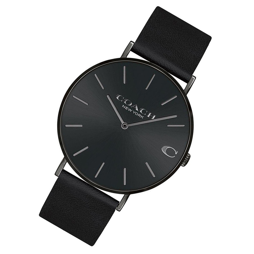 Coach Charles Black Dial Black Leather Strap Watch for Men - 14602434 Buy Now By Coach