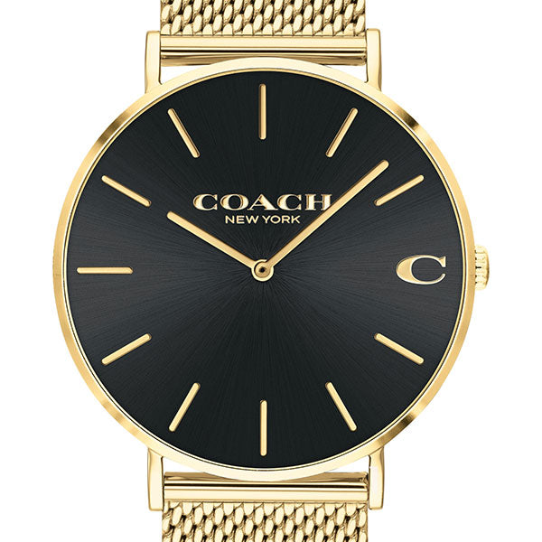Coach Charles Black Dial Gold Mesh Bracelet Watch for Men - 14602440 Buy Now By Coach