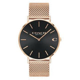 Coach Charles Black Dial Rose Gold Mesh Bracelet Watch for Men - 14602552 Buy Now By Coach