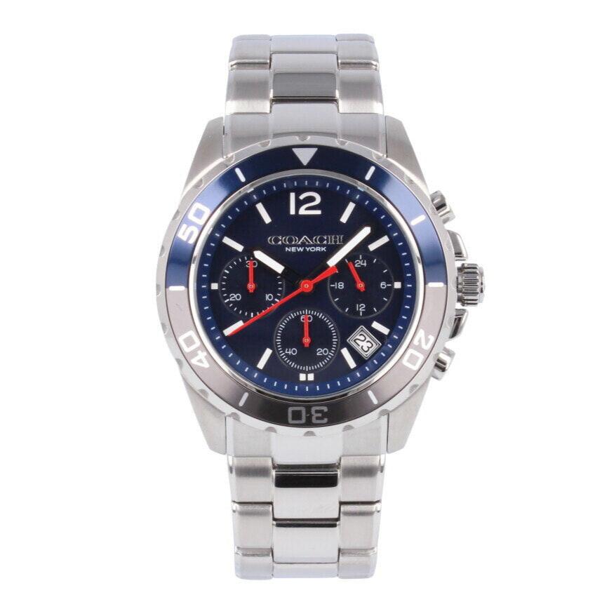 Coach Kent Chronograph Blue Dial Silver Steel Strap Watch for Men - 14602555 Buy Now By Coach