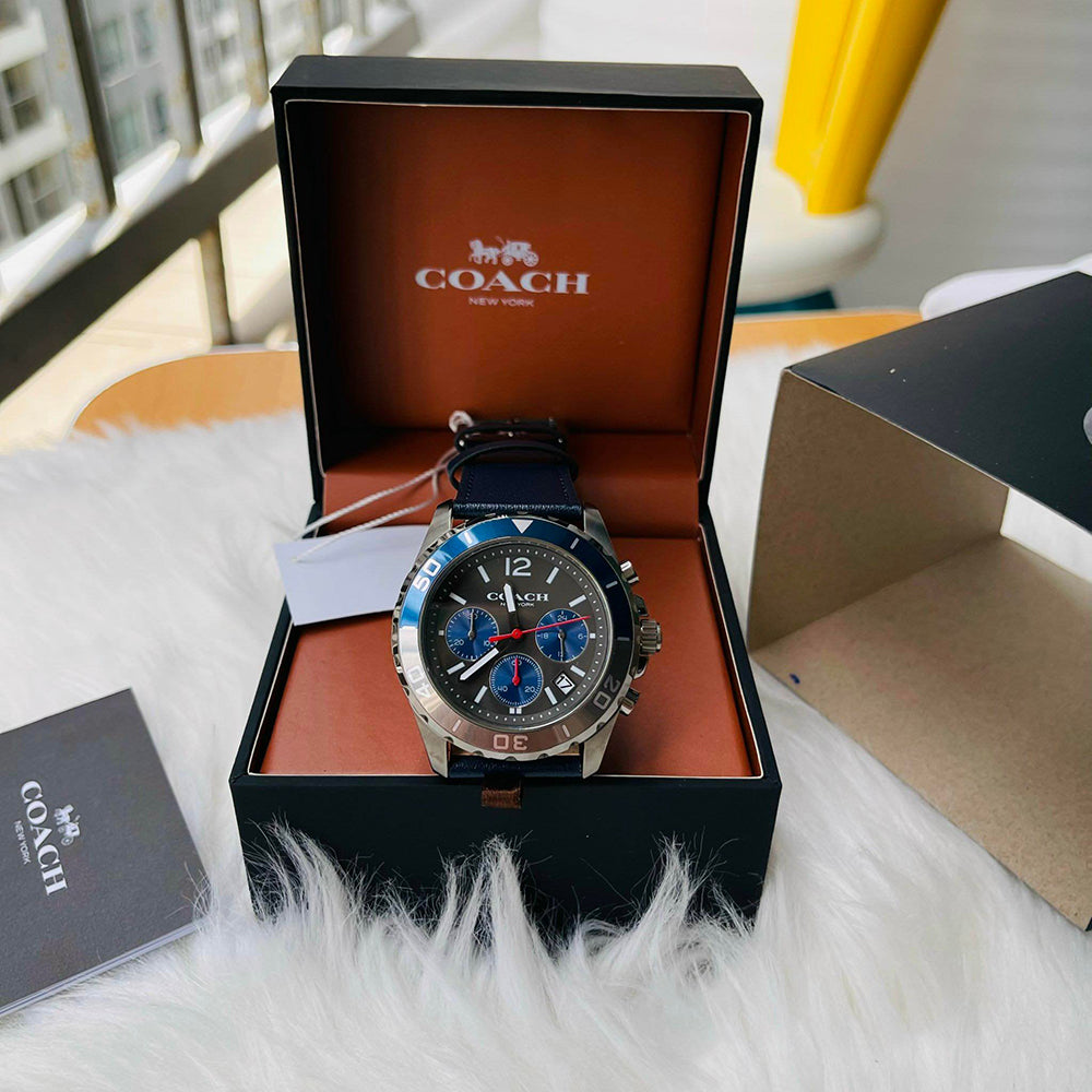 Coach Kent Grey Dial Blue Leather Strap Watch for Men - 14602558 Buy Now By Coach