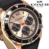 Coach Kent Chronograph Rose Gold Dial Black Leather Strap Watch for Men - 14602559 Buy Now By Coach