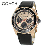 Coach Kent Chronograph Rose Gold Dial Black Leather Strap Watch for Men - 14602559 Buy Now By Coach