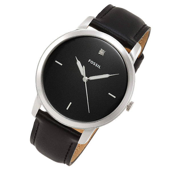 Fossil The Minimalist Carbon Series Black Dial Black Leather Strap Watch for Men - FS5497 Buy Now By Fossil