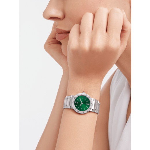 Bvlgari Bvlgari Bvlgari Lady Green Dial Silver Steel Strap Watch for Women - BVLGARI103693 Buy Now By Bvlgari
