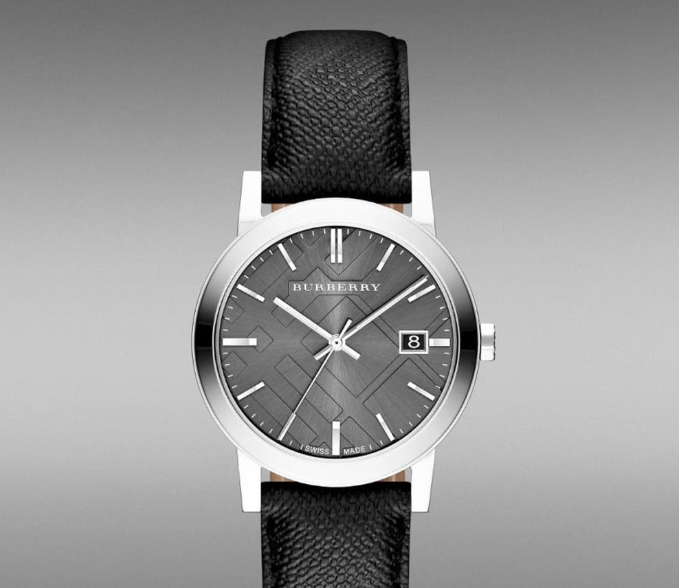 Burberry The City Grey Dial Black Leather Strap Watch for Men - BU9030 Buy Now By Burberry