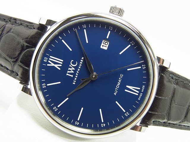 IWC Portofino '150 Years Edition' Automatic Blue Dial Black Leather Strap Watch for Men - IW356518 Buy Now By IWC