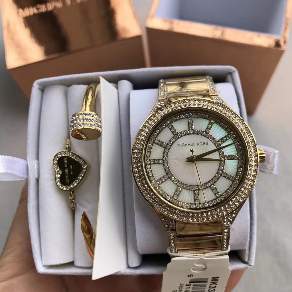 Michael Kors Kerry Mother of Pearl Dial Gold Steel Strap Watch for Women - MK3312 Buy Now By Michael Kors