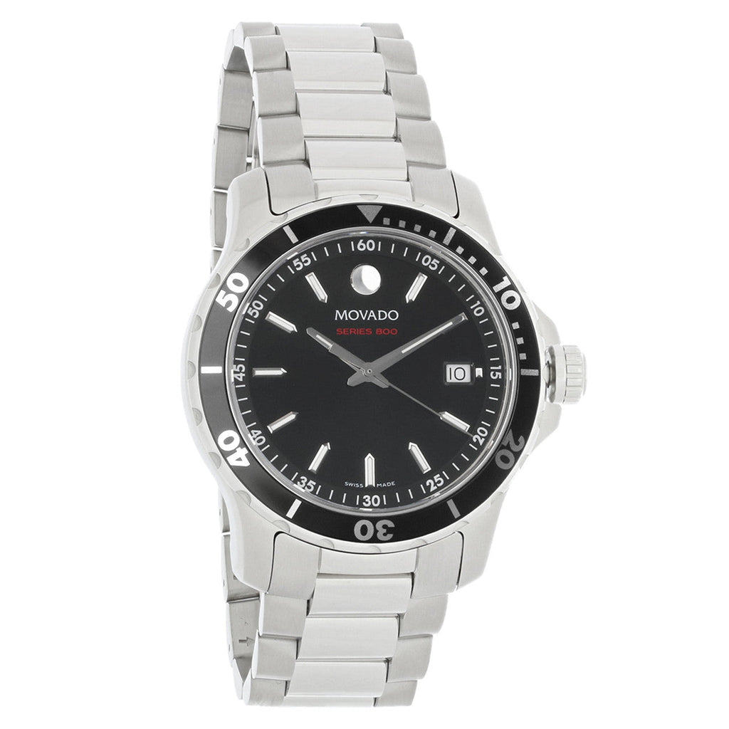 Movado Series 800 Black Dial Silver Steel Strap Watch For Men - 2600135 Buy Now By Movado