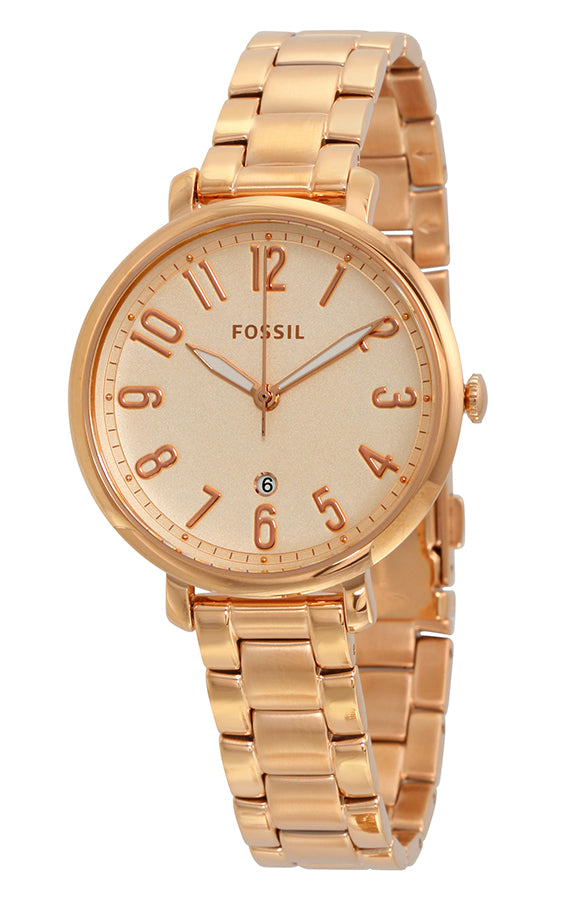Fossil Jacqueline Rose Gold Dial Rose Gold Steel Strap Watch for Women - ES3970 Buy Now By Fossil