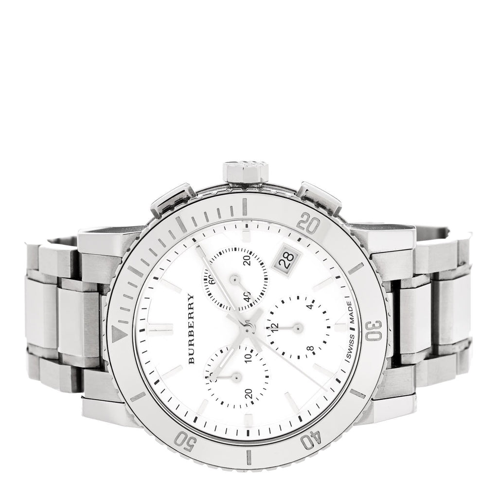 Burberry City Chronograph White Dial Silver Steel Strap Watch For Women - BU9700 Buy Now By Burberry
