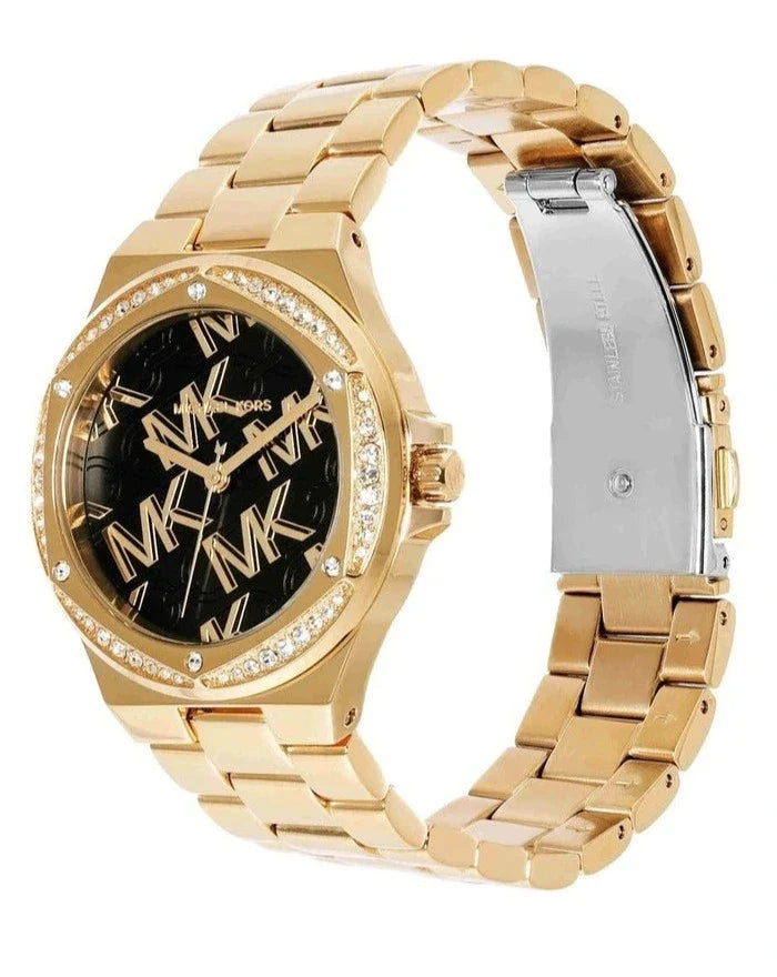 Michael Kors Lennox Quartz Black Dial Gold Steel Strap Watch For Women - MK7404 Buy Now By Michael Kors
