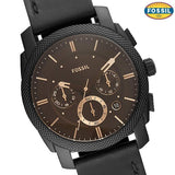 Fossil Machine Chronograph Black Dial Black Leather Strap Watch for Men - FS5586 Buy Now By Fossil