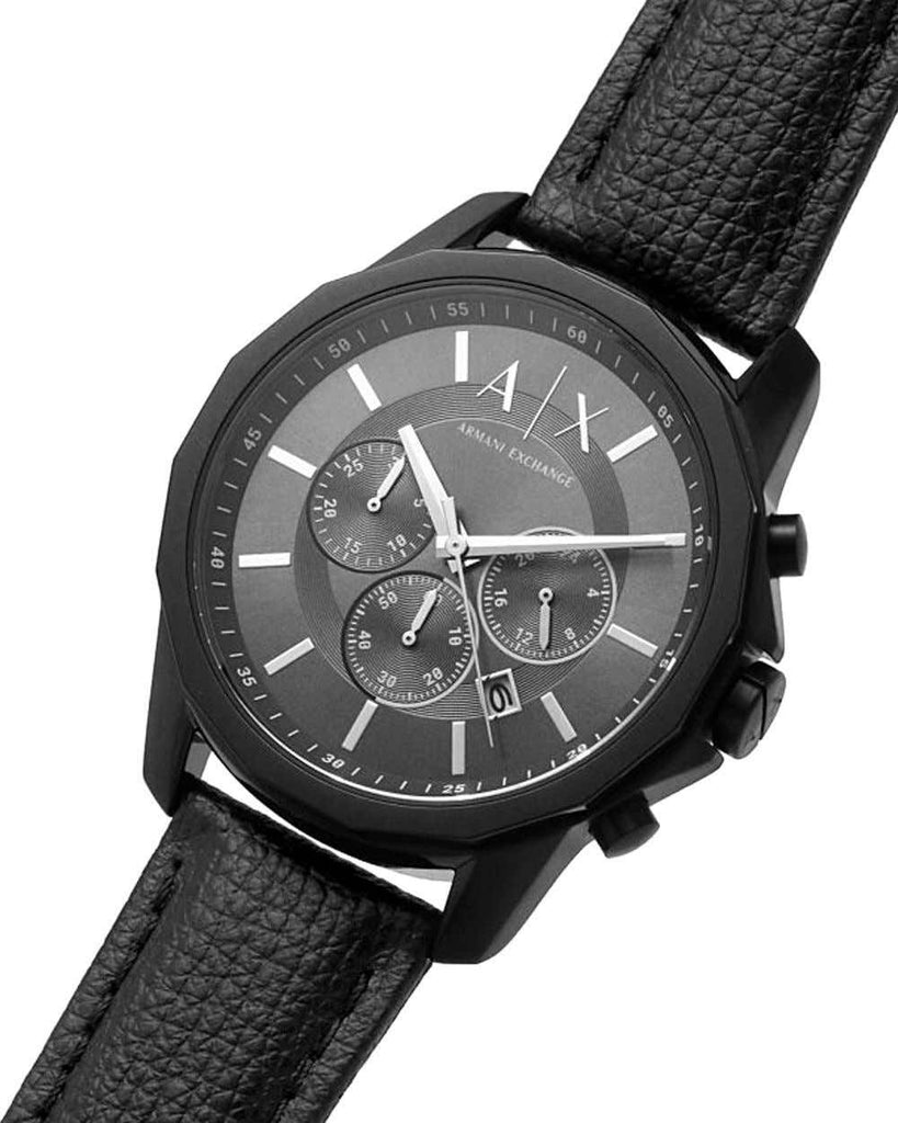 Armani Exchange Banks Chronograph Black Dial Black Leather Strap Watch For Men - AX1724 Buy Now By Armani Exchange