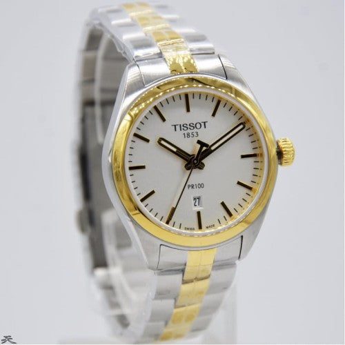 Tissot T Classic PR 100 Sport Chic White Dial Two Tone Steel Strap Watch For Women - T101.210.22.031.00 Buy Now By Tissot