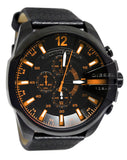 Diesel Mega Chief Chronograph Black Dial Black Leather Strap Watch For Men - DZ4291 Buy Now By Diesel