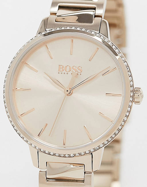 Hugo Boss Signature Gold Dial Gold Stainless Steel Strap Watch for Women - 1502540 Buy Now By Hugo Boss