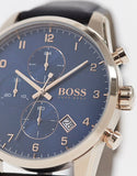 Hugo Boss Skymaster Chronograph Blue Dial Black Leather Strap Watch for Men - 1513783 Buy Now By Hugo Boss