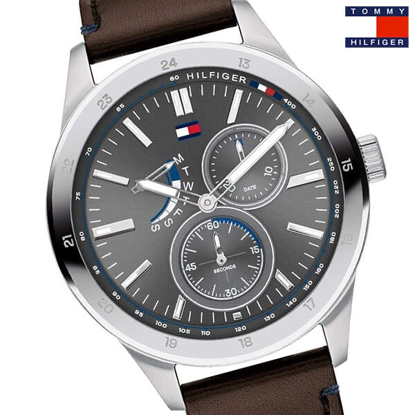 Tommy Hilfiger Austin Grey Dial Brown Leather Strap Watch for Men - 1791637 Buy Now By Tommy Hilfiger