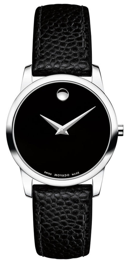 Movado Museum Classic Black Dial Black Leather Strap Watch For Women - 0607015 Buy Now By Movado
