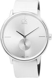Calvin Klein Accent Silver Dial White Leather Strap Watch for Women - K2Y211K6 Buy Now By Calvin Klein
