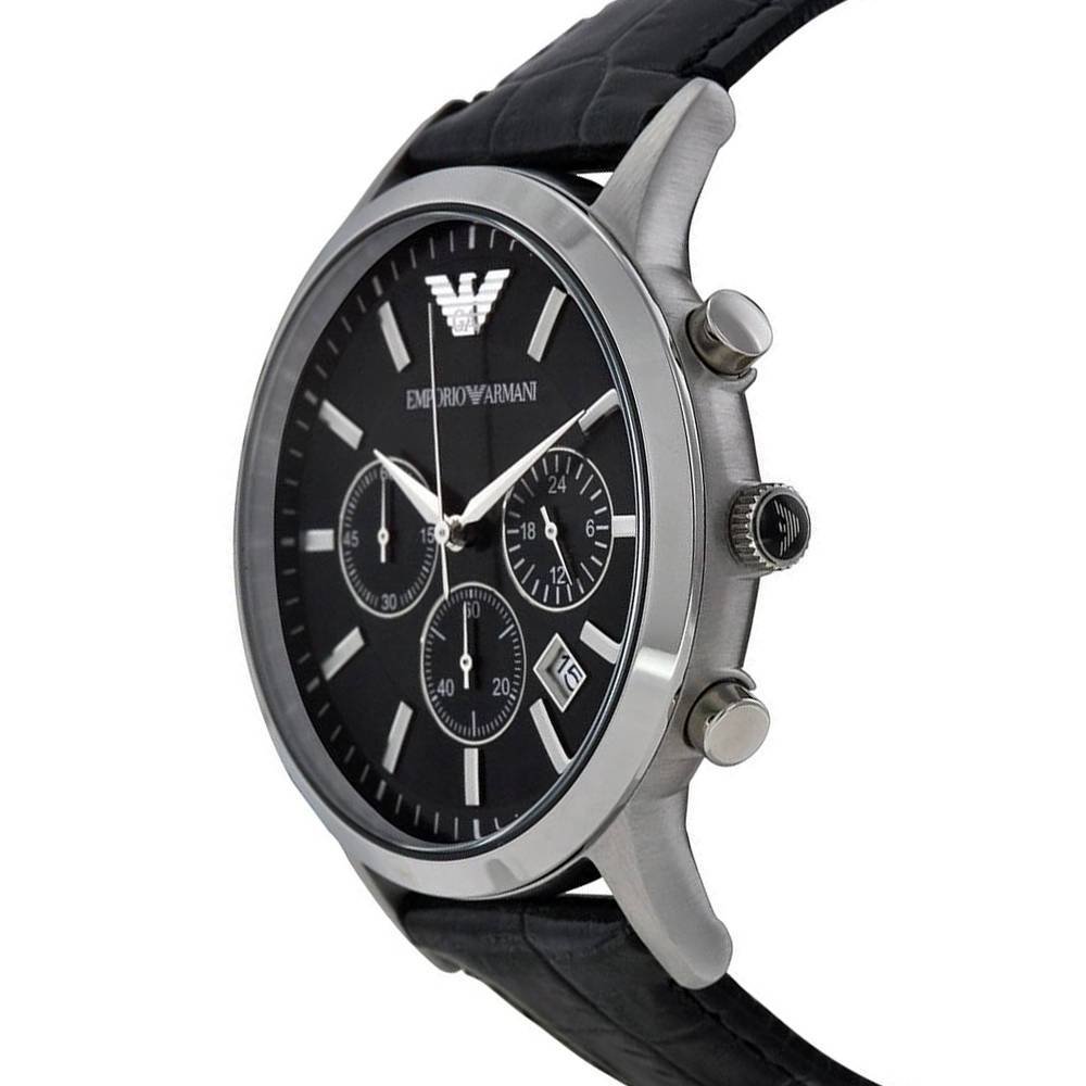 Emporio Armani Renato Chronograph Black Dial Black Leather Strap Watch For Men - AR2447 Buy Now By Emporio Armani