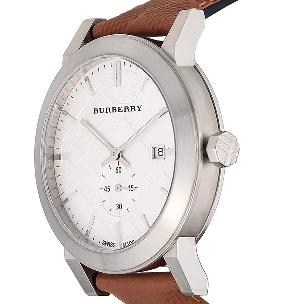 Burberry The City Silver Dial Brown Leather Strap Watch for Men - BU9904 Buy Now By Burberry